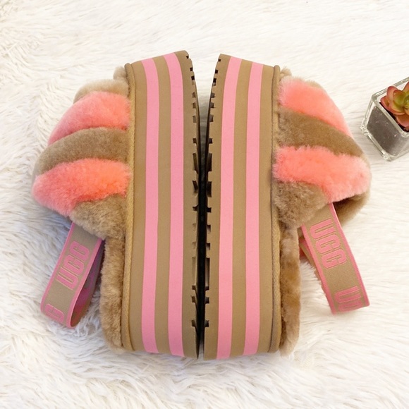 $110 NWT UGG | Anthropologie Chestnut Pink Disco Platform slides sandals 8 - Picture 8 of 11